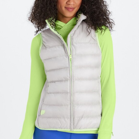 Fabletics Jackets & Blazers - Fabletics Women's XXL/1X Elliot Mineral Grey Puffer Vest Cheetah Print Interior